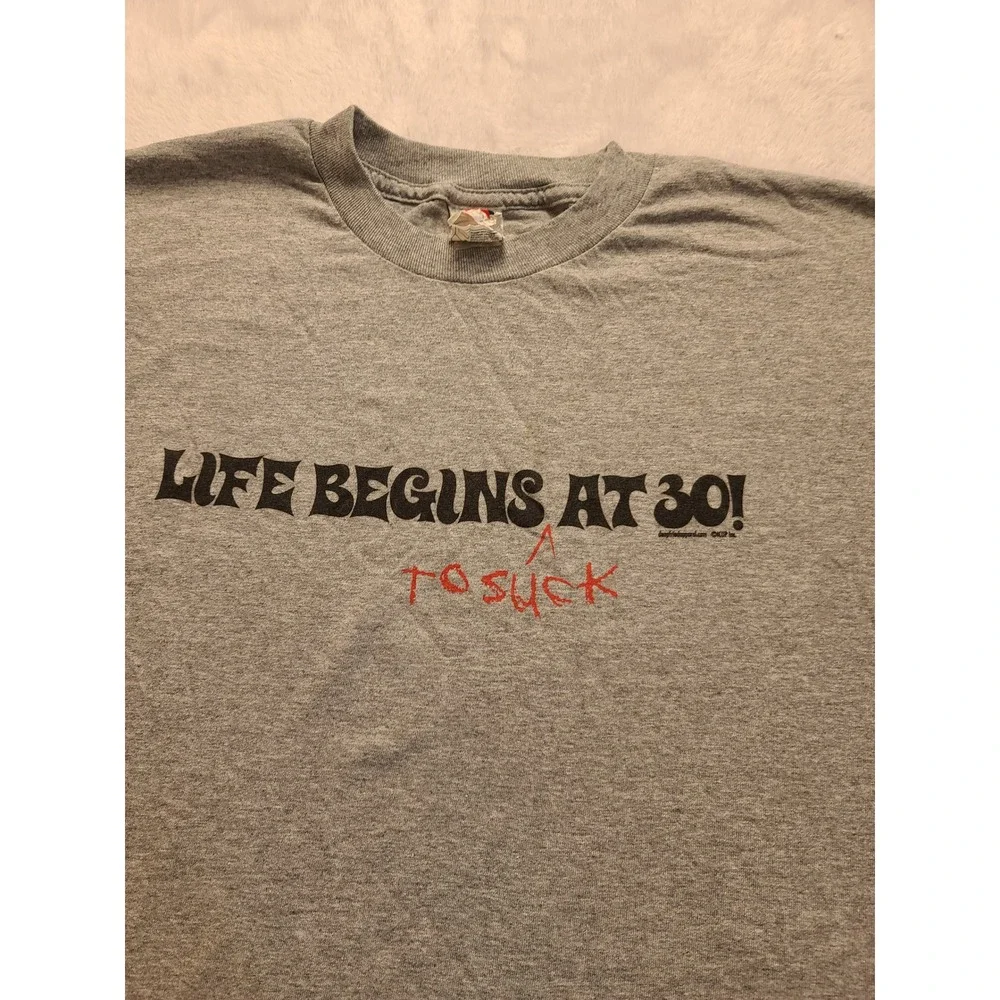 Alstyle Life Begins At 30 To‎ Suck Graphic T-Shirt Gray Men's XL Funny B-day Tee